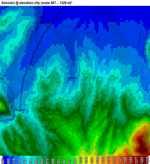 Sohodol elevation map