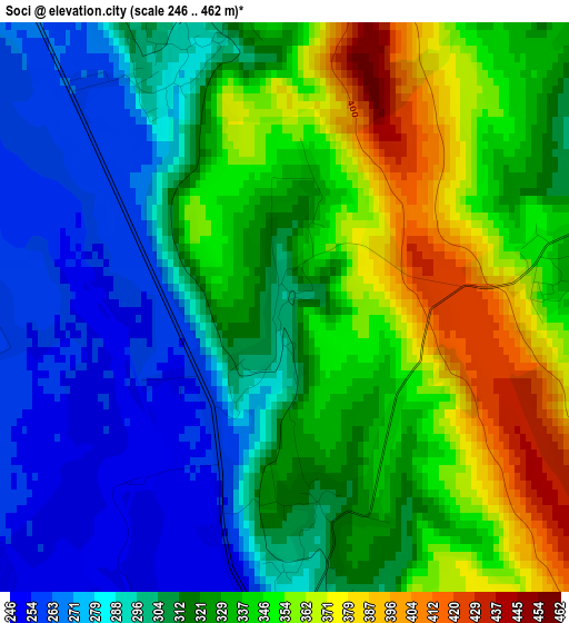 Soci elevation map