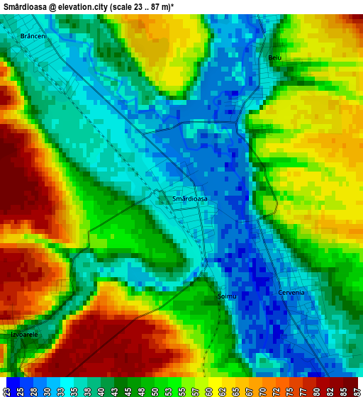 Smârdioasa elevation map