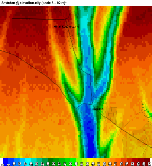 Smârdan elevation map