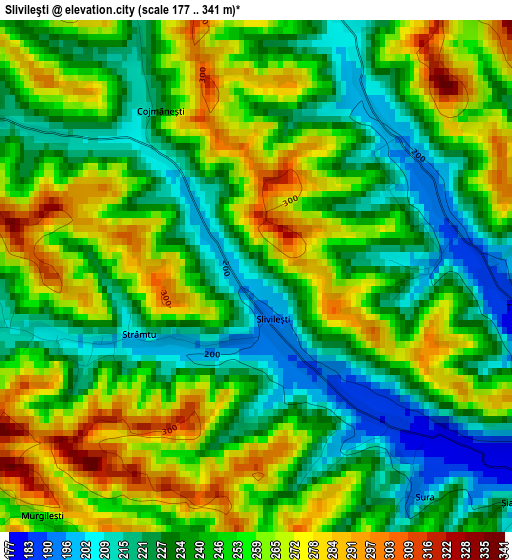 Slivileşti elevation map