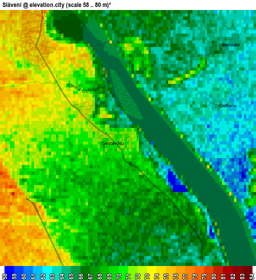 Slăveni elevation map