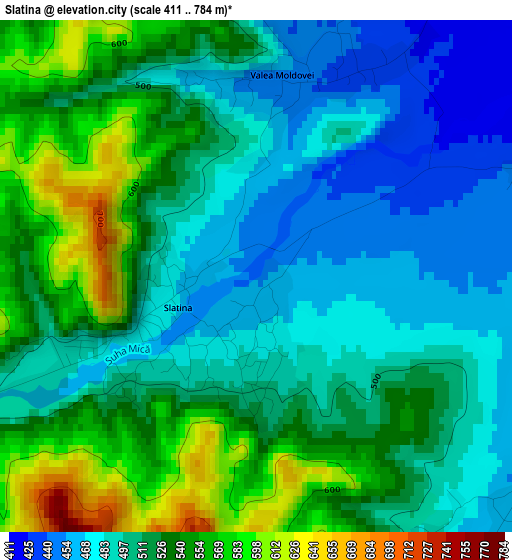 Slatina elevation map