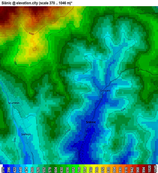 Slănic elevation map