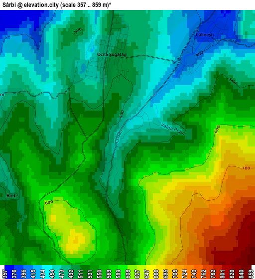 Sârbi elevation map