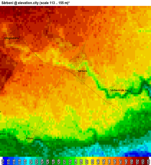 Sârbeni elevation map