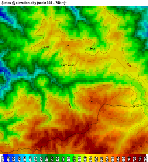 Şinteu elevation map