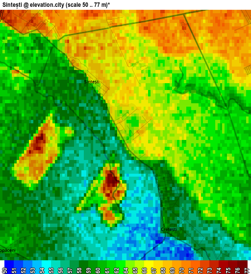 Sintești elevation map