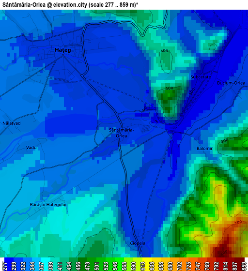 Sântămăria-Orlea elevation map