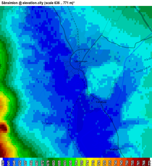 Sânsimion elevation map