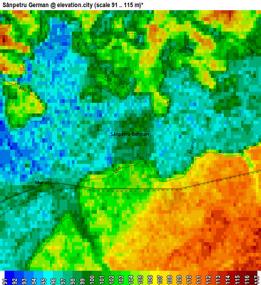 Sânpetru German elevation map