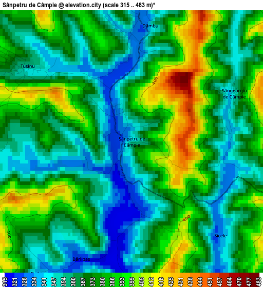 Sânpetru de Câmpie elevation map