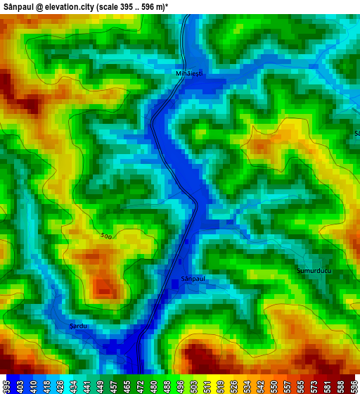 Sânpaul elevation map