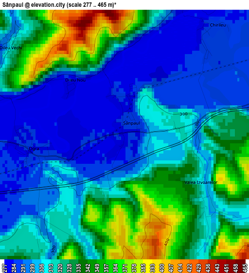 Sânpaul elevation map