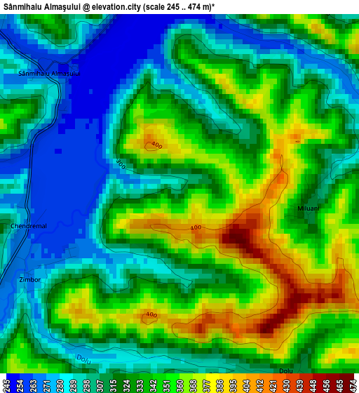 Sânmihaiu Almaşului elevation map