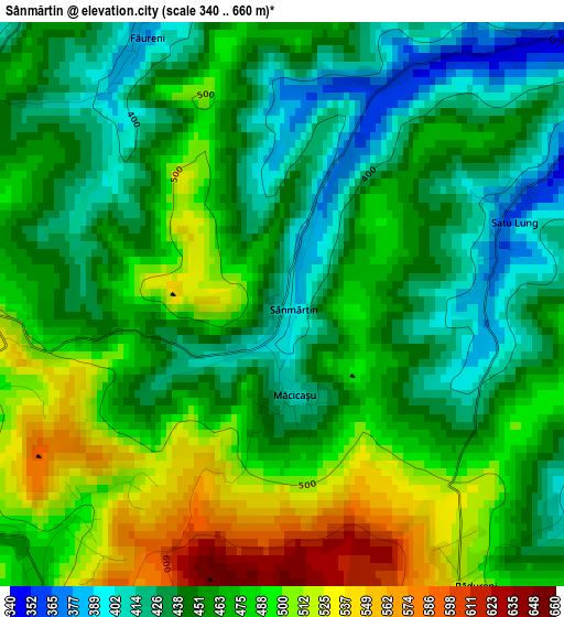 Sânmărtin elevation map