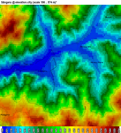 Sângeru elevation map