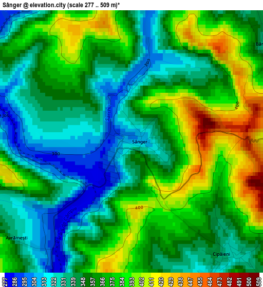 Sânger elevation map