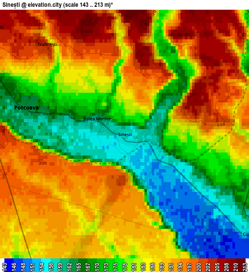 Sinești elevation map