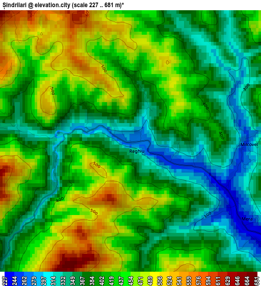 Șindrilari elevation map