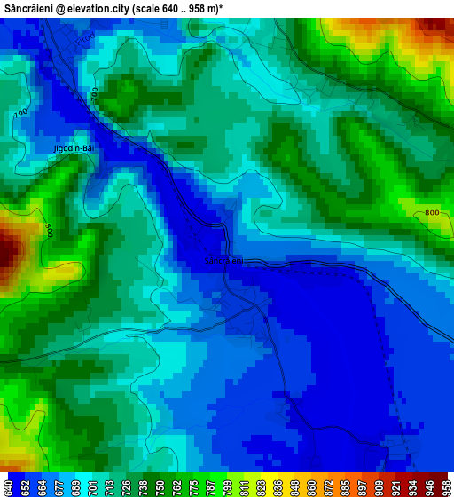 Sâncrăieni elevation map