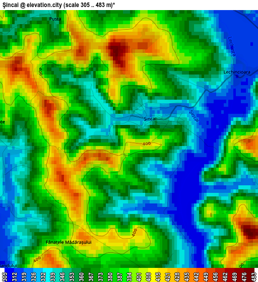 Şincai elevation map