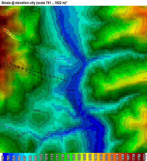 Sinaia elevation map