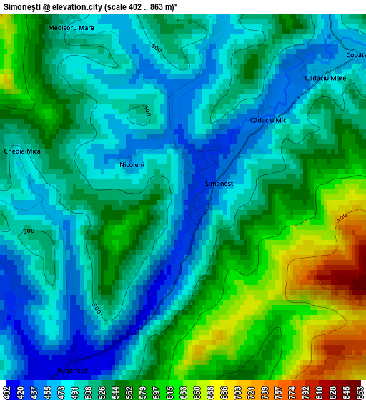 Simoneşti elevation map