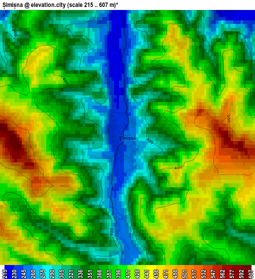 Șimișna elevation map