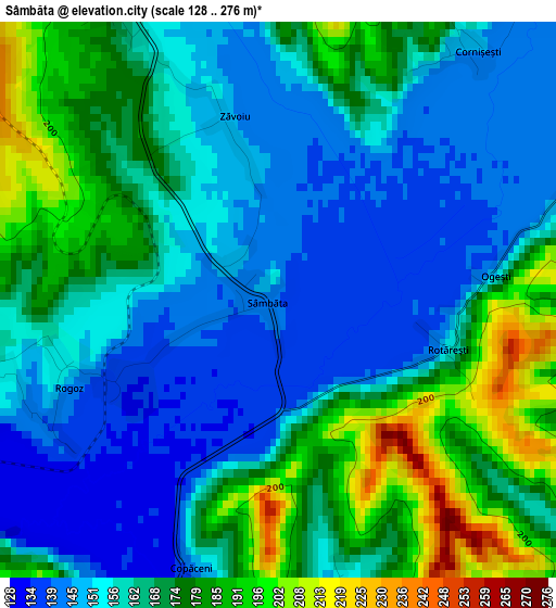 Sâmbăta elevation map