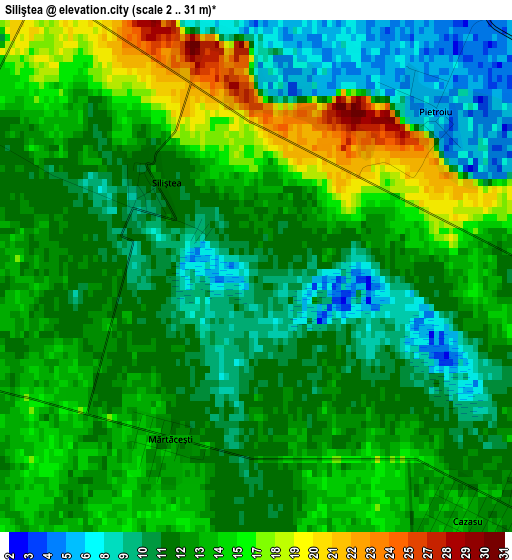 Siliştea elevation map