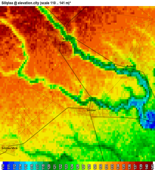 Siliştea elevation map