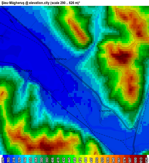 Şieu-Măgheruş elevation map