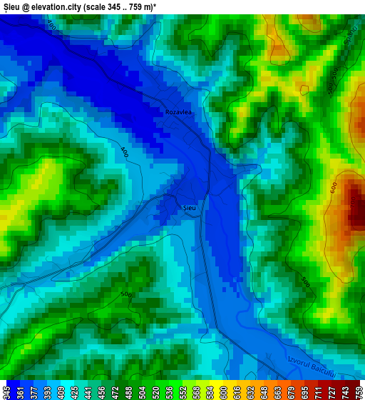 Șieu elevation map