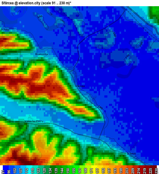 Sfârcea elevation map