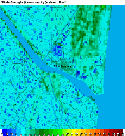 Sfântu Gheorghe elevation map