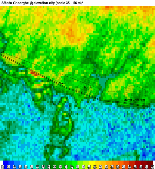 Sfântu Gheorghe elevation map