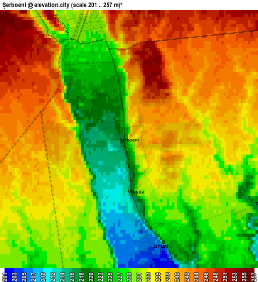 Șerboeni elevation map