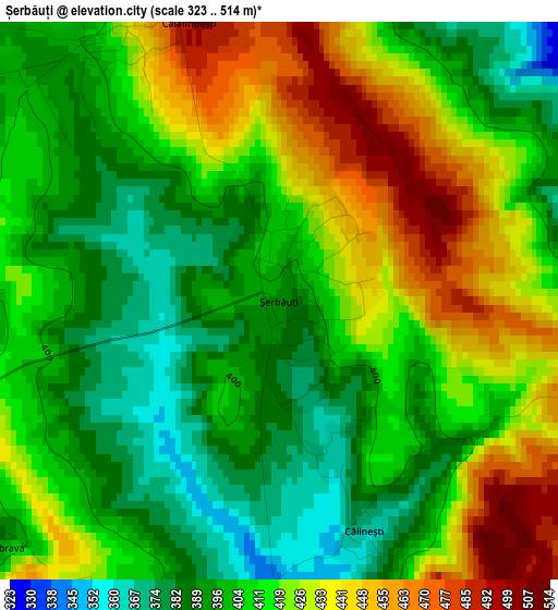 Șerbăuți elevation map