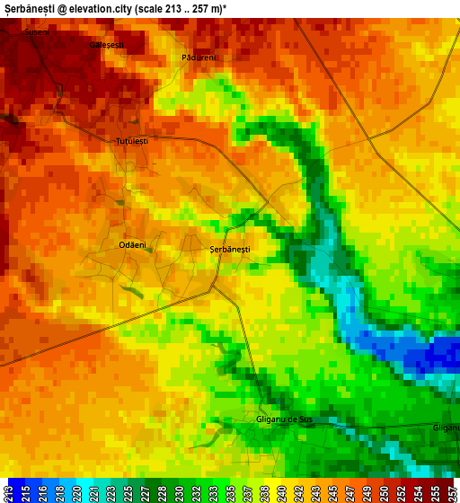 Șerbănești elevation map