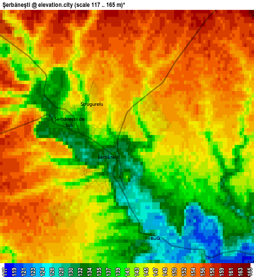 Şerbăneşti elevation map