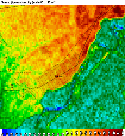 Semlac elevation map