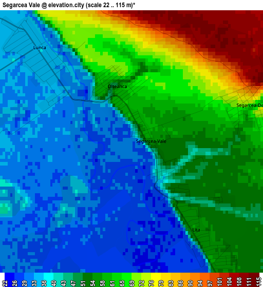 Segarcea Vale elevation map