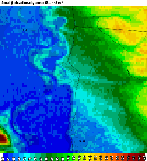 Secui elevation map