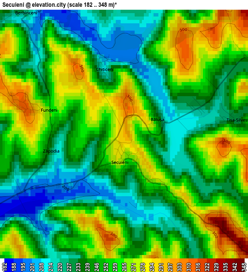 Secuieni elevation map