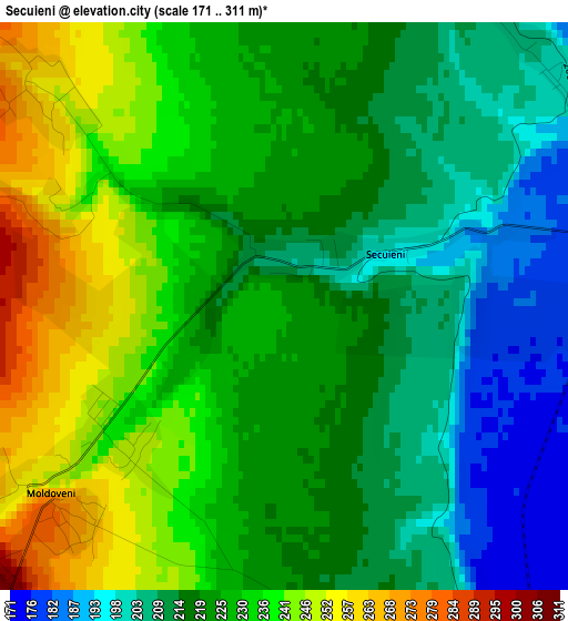 Secuieni elevation map