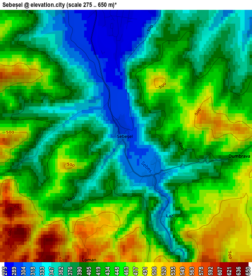 Sebeșel elevation map