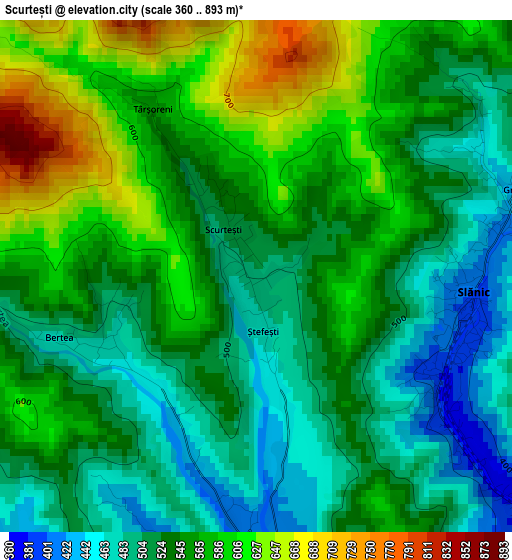 Scurtești elevation map