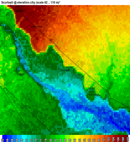 Scurtești elevation map