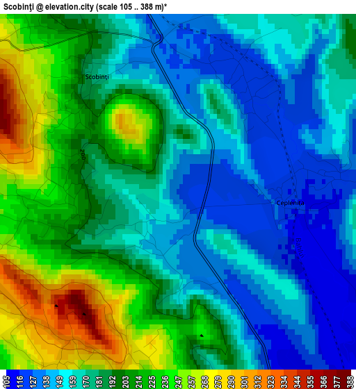 Scobinţi elevation map